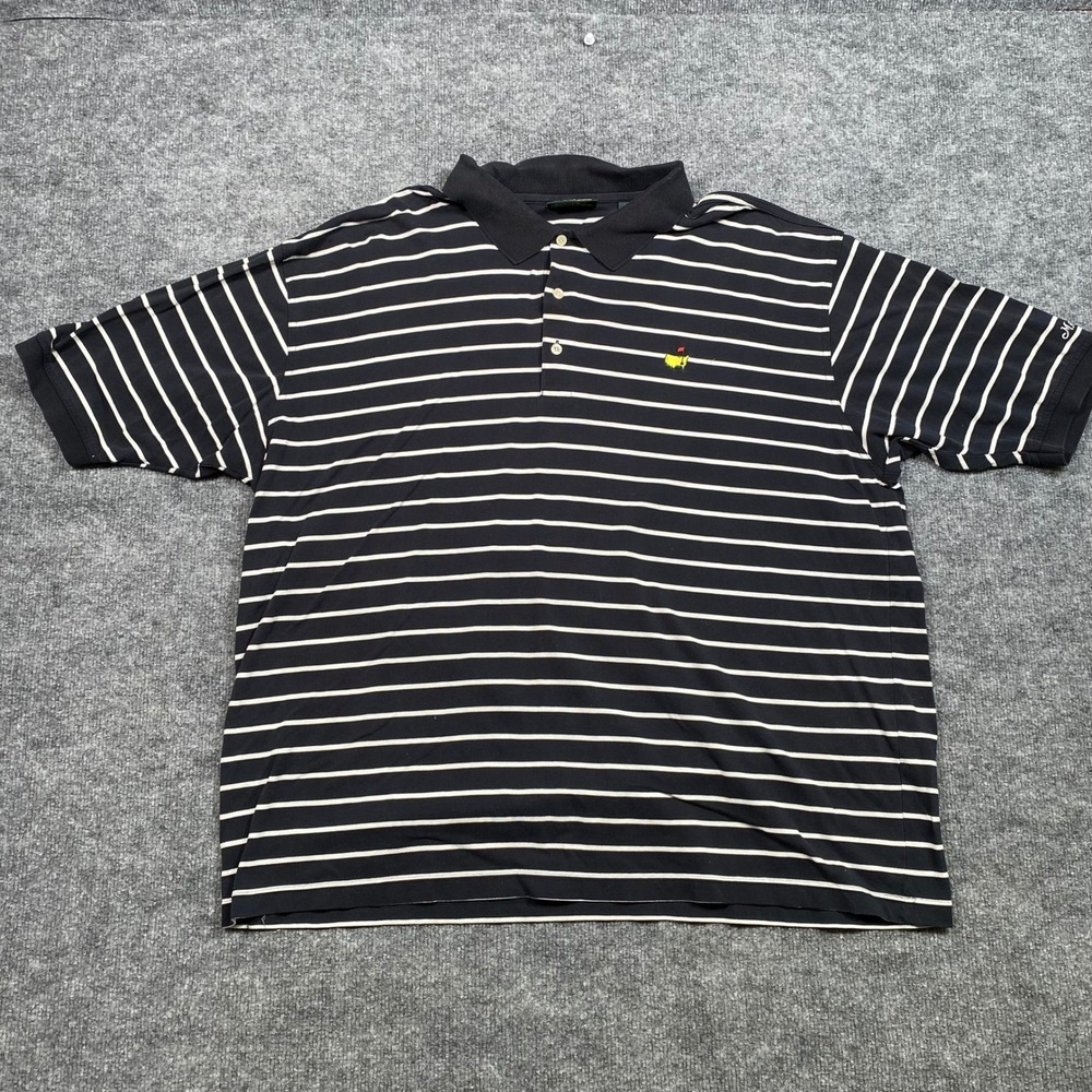 Masters Collection Mens XXL Navy Blue White Striped Mercerized Cotton Golf Polo